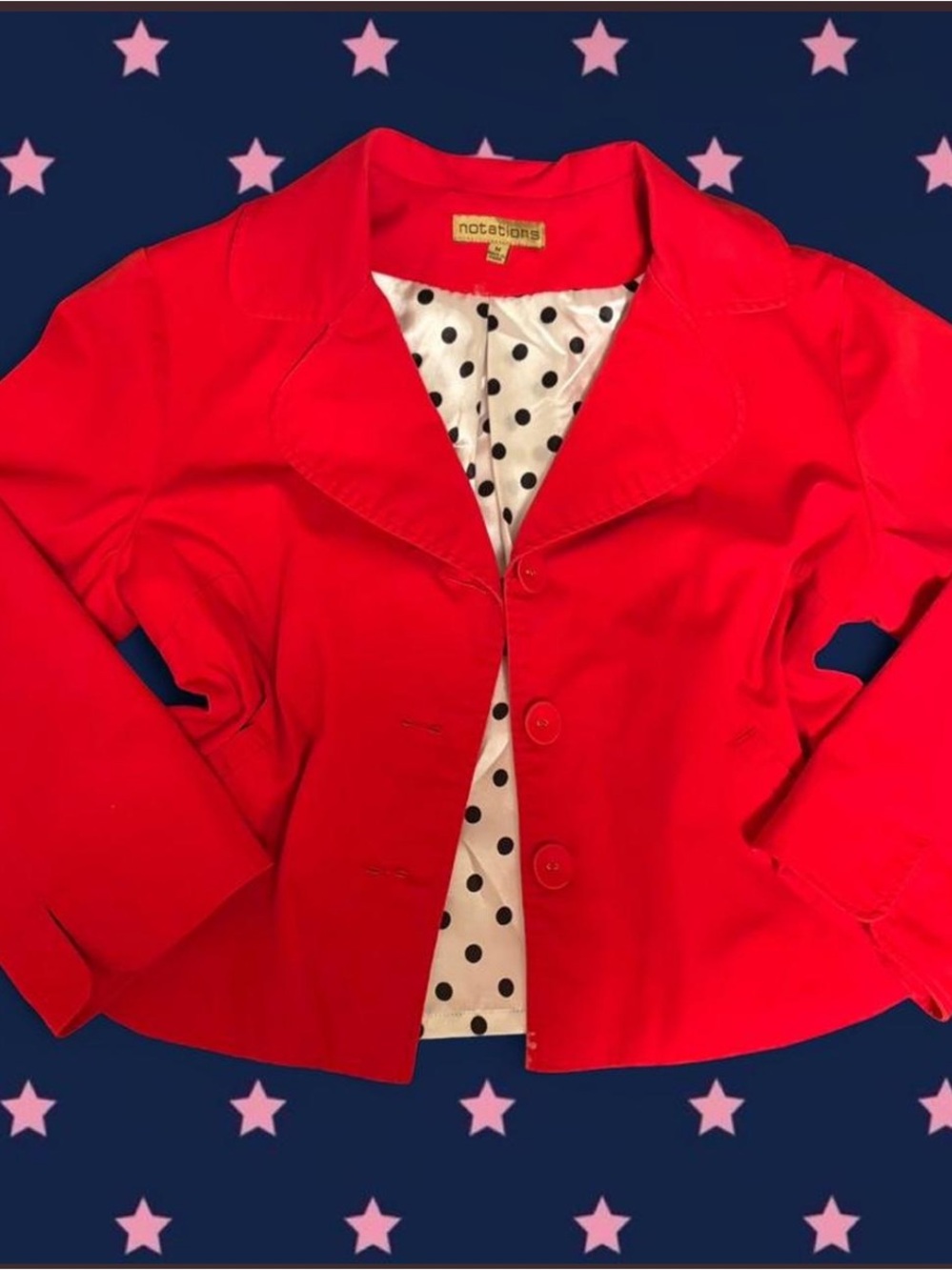 Notations Bright Red Girls' Polka Dot-Lined Blazer